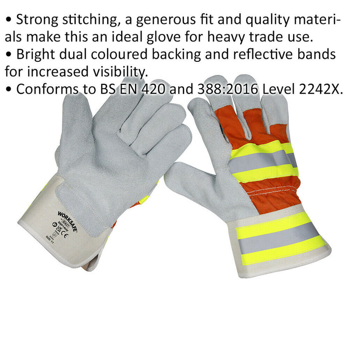PAIR Reflective Riggers Gauntlets - Dual Coloured Backing - Reflective Bands Loops