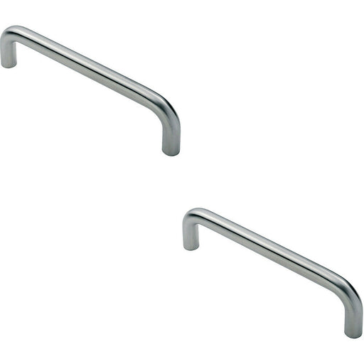 2x D Shape Cabinet Pull Handle 106 x 10mm 96mm Fixing Centres Satin Steel Loops