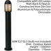 2 PACK Outdoor IP44 Bollard Light Matt Black 1000mm Lamp Post Garden Driveway Loops