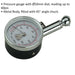 60psi Premium Tyre Pressure Gauge with 45 Degree Angled Chuck - Metal Body Dial Loops