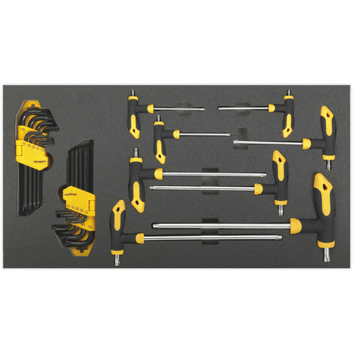 26 Pc T-Handle & Standard TRX-Star Key Set with Tool Tray - Tool Box Tray Tidy Loops