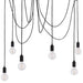 Multi Light Ceiling Pendant 6 Bulb Matt Black Industrial Adjustable Hang Hook Loops
