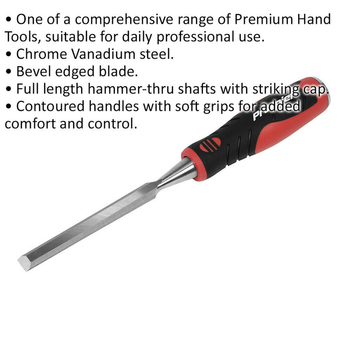 10mm Hammer-Thru Wood Chisel - Bevel Edged Blade - Chrome Vanadium Steel Loops