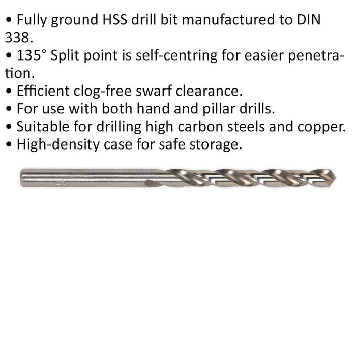 10 Pk 3/16 Inch Fully Ground HSS Drill Bit - High Speed Clog Free Drill Bit Loops