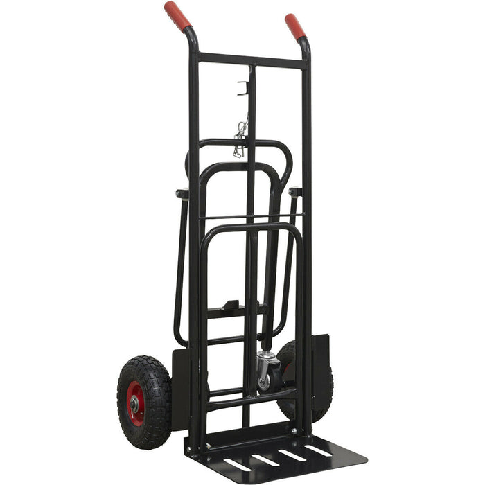 300kg Heavy Duty 3 in 1 Sack Truck & Solid PU Tyres - 45° Support Trolley Legs Loops