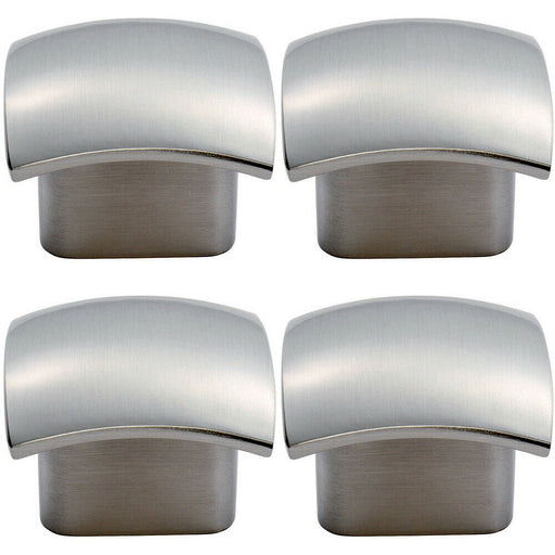 4x Convex Face Cupboard Door Knob 33 x 30.5mm Satin Nickel Cabinet Handle Loops