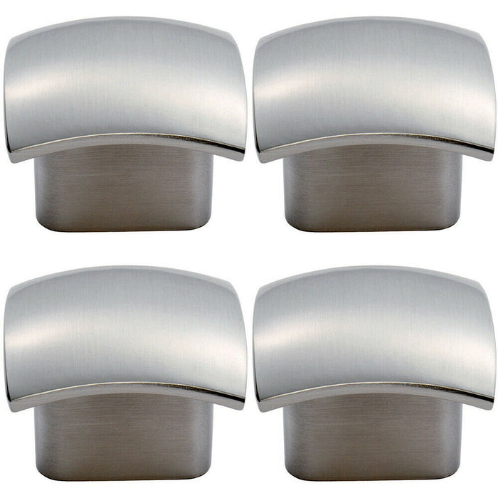 4x Convex Face Cupboard Door Knob 33 x 30.5mm Satin Nickel Cabinet Handle Loops