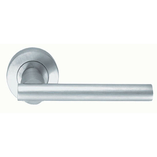 PAIR Round Recessed Bar Handle on Round Rose Concealed Fix Satin Chrome Loops