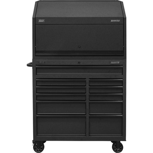 1120 x 460 x 1695mm 12 Drawer Combination Tool Chest - BLACK Mobile Storage Case Loops