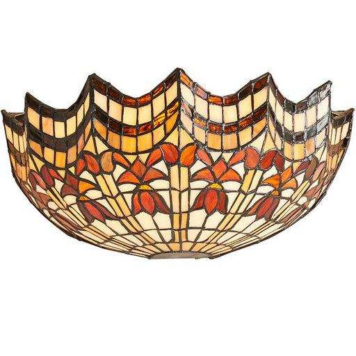 Tiffany Glass Wall Light Cream & Bold Red Scallop Shade Interior Sconce i00258 Loops