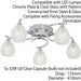 Semi Flush Ceiling Light Chrome Textured Glass 5 Bulb Hanging Pendant Lamp Shade Loops
