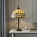 Small Tiffany Glass LED Table Lamp - Floral Border Design - Dark Bronze Finish Loops