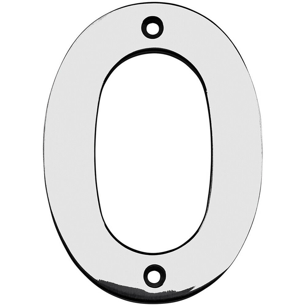 100mm Front Door Numerals '0' 82mm Fixing Centres Bright Stainless Steel Loops