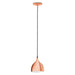 Pendant Light Brushed Copper Coloured Steel Rose and Shade Bulb E27 1x60W Loops