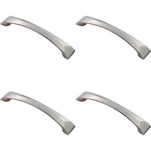 4x Chiselled Cabinet Pull Handle 128mm Fixing Centres 145 x 25mm Satin Nickel Loops