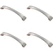 4x Chiselled Cabinet Pull Handle 128mm Fixing Centres 145 x 25mm Satin Nickel Loops