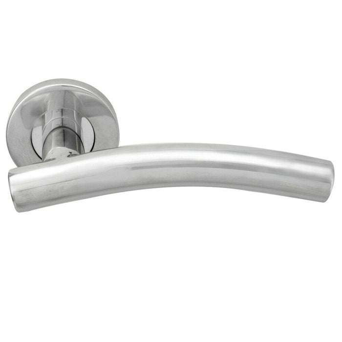 2x PAIR Arched Round Bar Handle on Round Rose Concealed Fix Polished Steel Loops