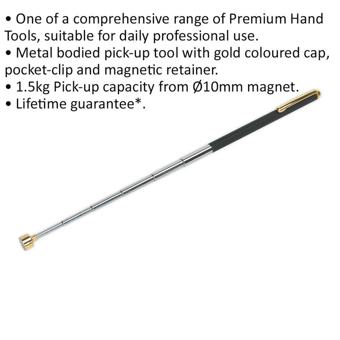 Telescopic Magnetic Pick Up Tool - 1.5kg Weight Limit - 650mm Extended Length Loops
