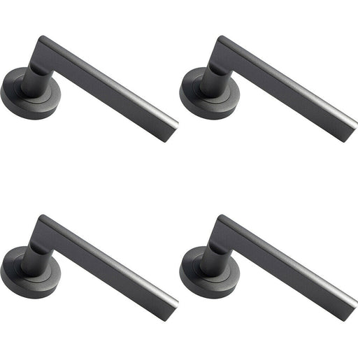 4x PAIR Straight Plinth Mounted Handle on Round Rose Concealed Fix Matt Bronze Loops