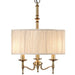 Avery Ceiling Pendant Chandelier Light 3 Lamp Antique Brass & Beige Round Shade Loops