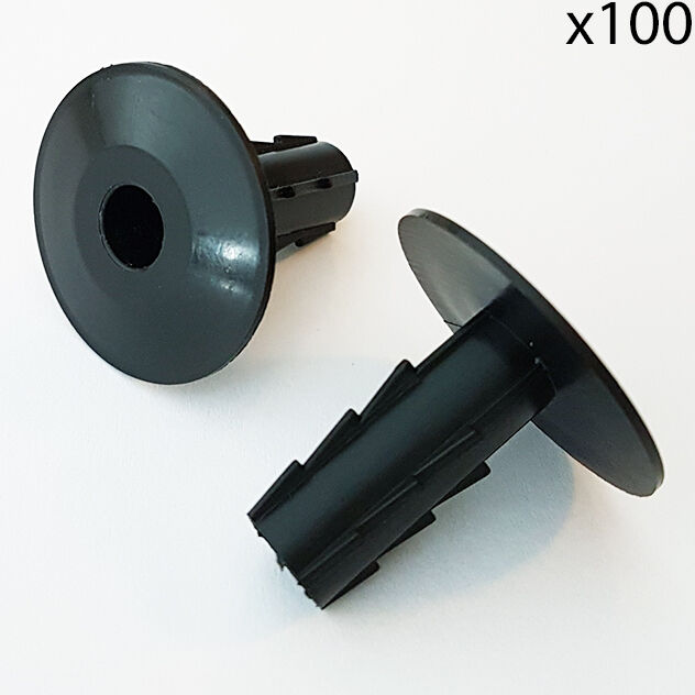 100x 8mm Black Single Cable Bushes Feed Through Wall Cover Coaxial Sat Hole Tidy Loops