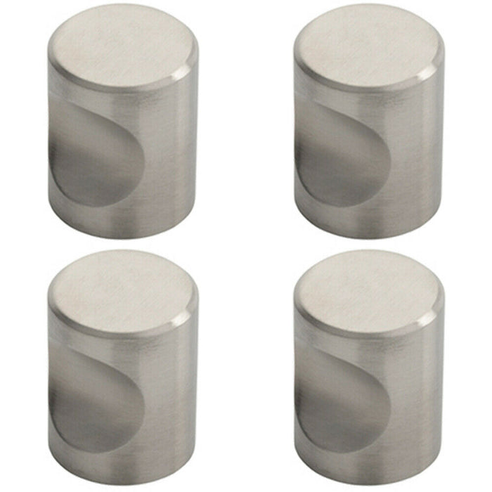 4x Cylindrical Cupboard Door Knob 20mm Diameter Stainless Steel Cabinet Handle Loops