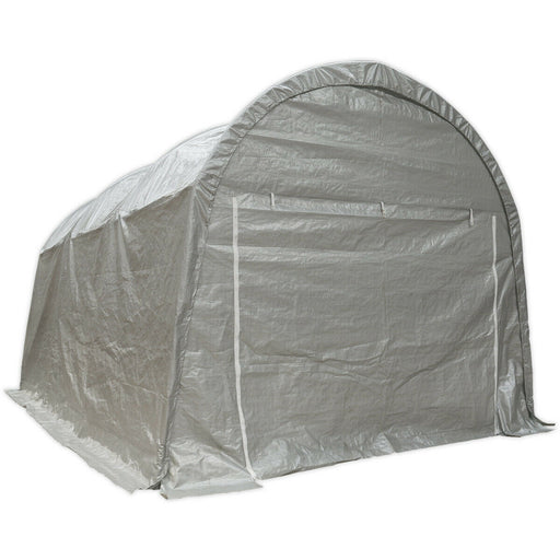 Dome Roofed Car Port Shelter - 4m x 6m x 3.1m - Heavy Duty Tarpaulin - Zip Door Loops
