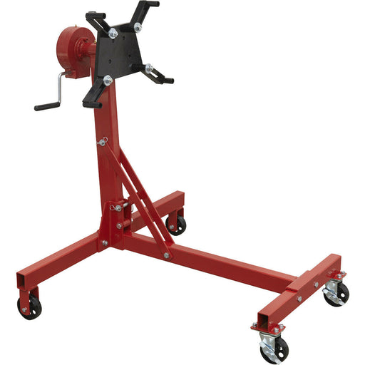 450kg Folding Worm Drive Engine Stand - Fully Adjustable Mounting Arms - Castors Loops