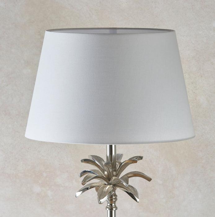 Table Lamp Polished Nickel Plate & Pale Grey Cotton 60W E27 Bedside Light Loops