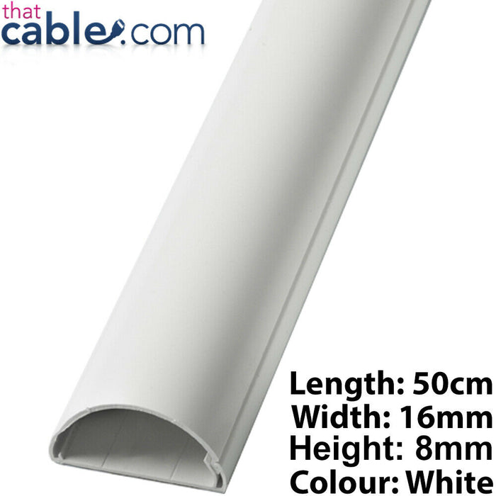 50cm 16mm x 8mm White Speaker Cable Trunking Conduit Cover AV TV Ethernet Wall Loops