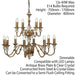 Diana Ceiling Pendant Chandelier Antique Brass & K9 Crystal Curved 12 Lamp Light Loops