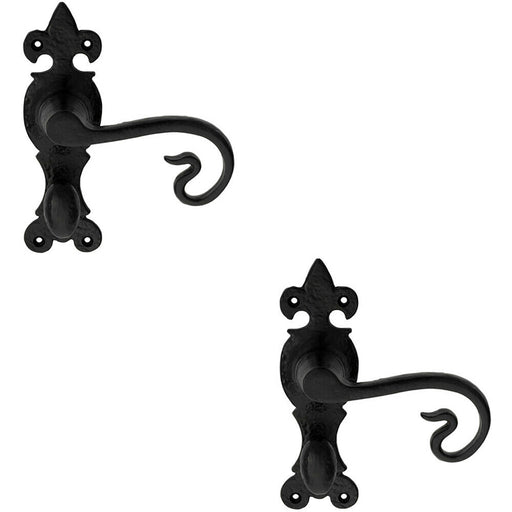 2x PAIR Forged Curled Handle on Bathroom Backplate 167 x 51mm Black Antique Loops