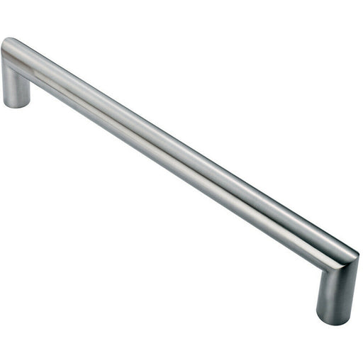 Mitred Round Bar Pull Handle 106 x 10mm 96mm Fixing Centres Satin Steel Loops