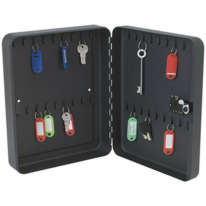 Wall Mounted Locking Mini Key Cabinet Safe - 36 Key Capacity 3 Digit Combination Loops