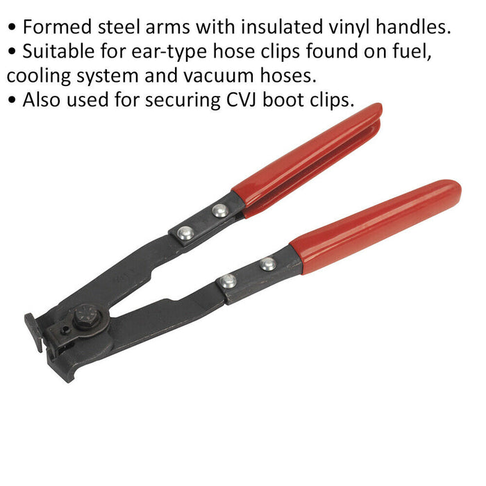 Ear Type CVJ Boot & Hose Clip Pliers - Fuel Cooling System & Vacuum Hoses Loops