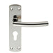 2x Curved Bar Lever Door Handle on Euro Lock Backplate 172 x 44mm Polished Steel Loops