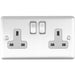 5 PACK 2 Gang Double UK Plug Socket SATIN STEEL & Grey 13A Switched Outlet Loops