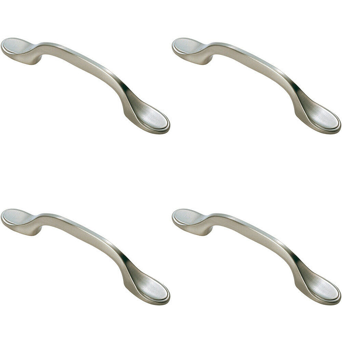 4x 128mm Shaker Style Cabinet Pull Handle 76mm Fixing Centres Satin Nickel Loops