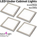 4x 6W LED Kitchen Cabinet Flush Panel Light & Driver Brushed Nickel Warm White Loops