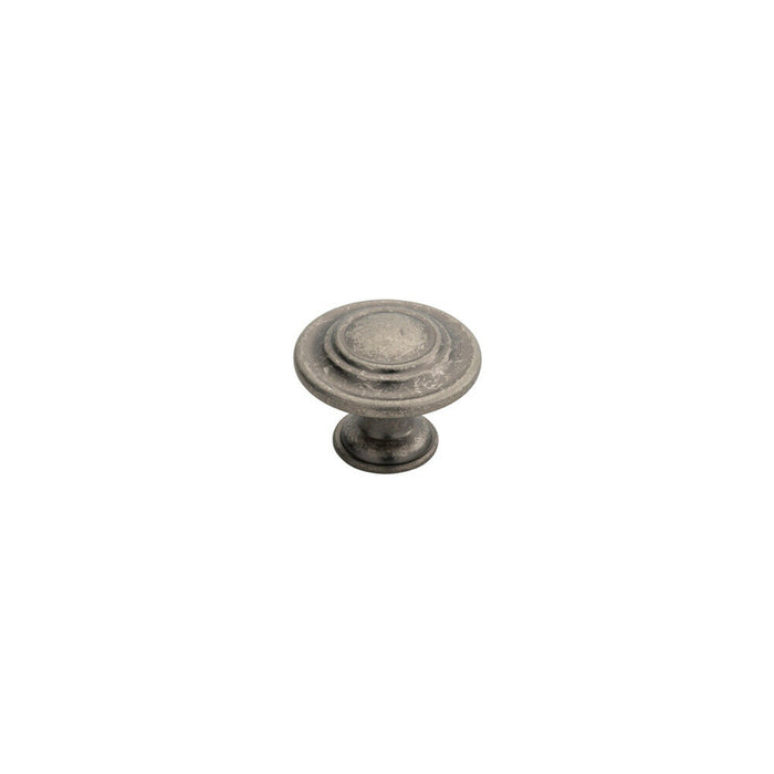 2x Round Ringed Pattern Door Knob 32mm Diameter Pewter Cabinet Handle Loops
