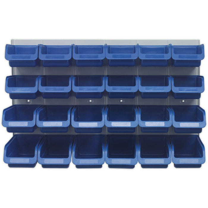 24 Blue 100 x 160 x 75mm Plastic Storage Bin & Wall Panel Warehouse Picking Tray Loops