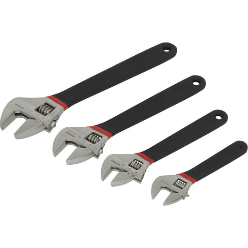 4 Piece Adjustable Wrench Set - 150mm 200mm 250mm 300mm - Machined Jaws - Metric Loops