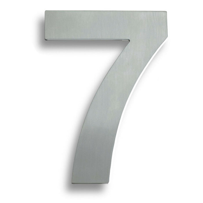 178mm Front Door Numerals '7' 105mm Fixing Centres Satin Stainless Steel Loops