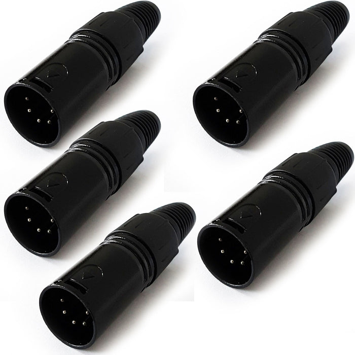 QTY 5 XLR 5 PIN Male Plug Solder DMX Lighting Connector For Cable Loops