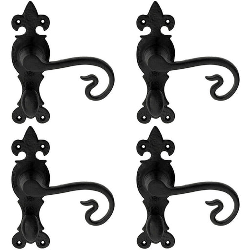 4x PAIR Forged Curled Handle on Bathroom Backplate 167 x 51mm Black Antique Loops