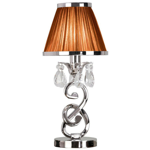 Esher Luxury Small Table Lamp Nickel Crystal Brown Shade Traditional Bulb Holder Loops