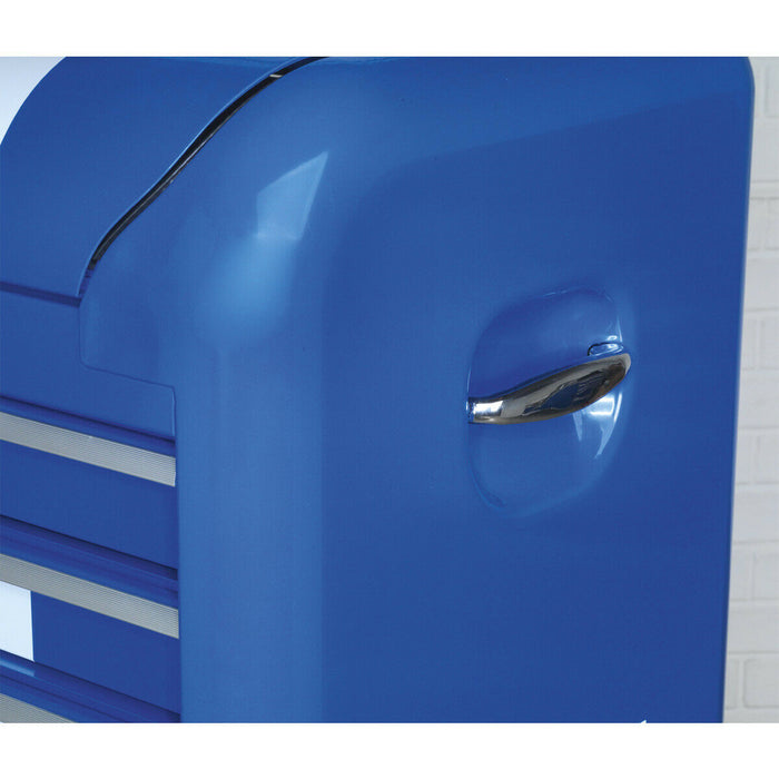 700 x 450 x 495mm RETRO BLUE 4 Drawer Topchest Tool Chest Lockable Storage Unit Loops