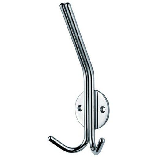 Slimline Hat & Double Coat Hook 35mm Projection Bright Stainless Steel Loops