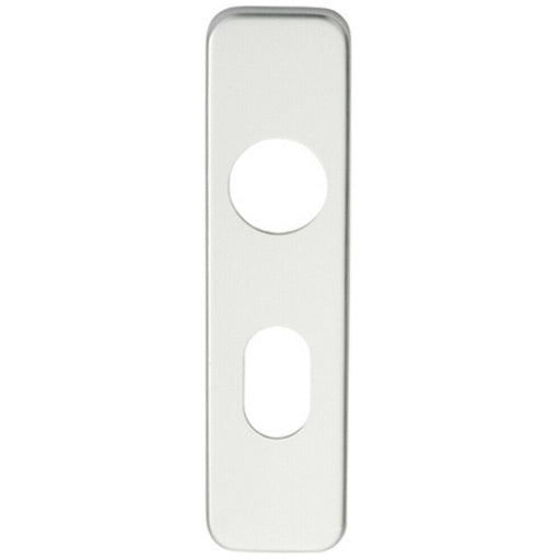 PAIR Door Handle Oval Backplate for Safety Levers 154 x 40mm Satin Aluminium Loops