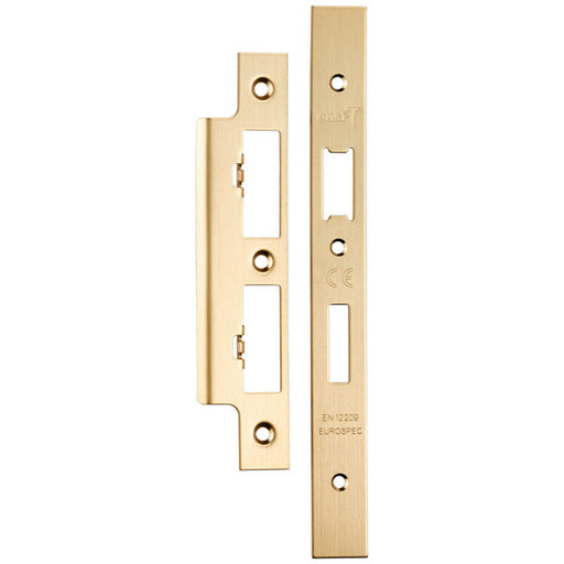 Forend Strike & Fixing Pack For DIN Euro Sash & Bathroom Lock Satin Brass Loops